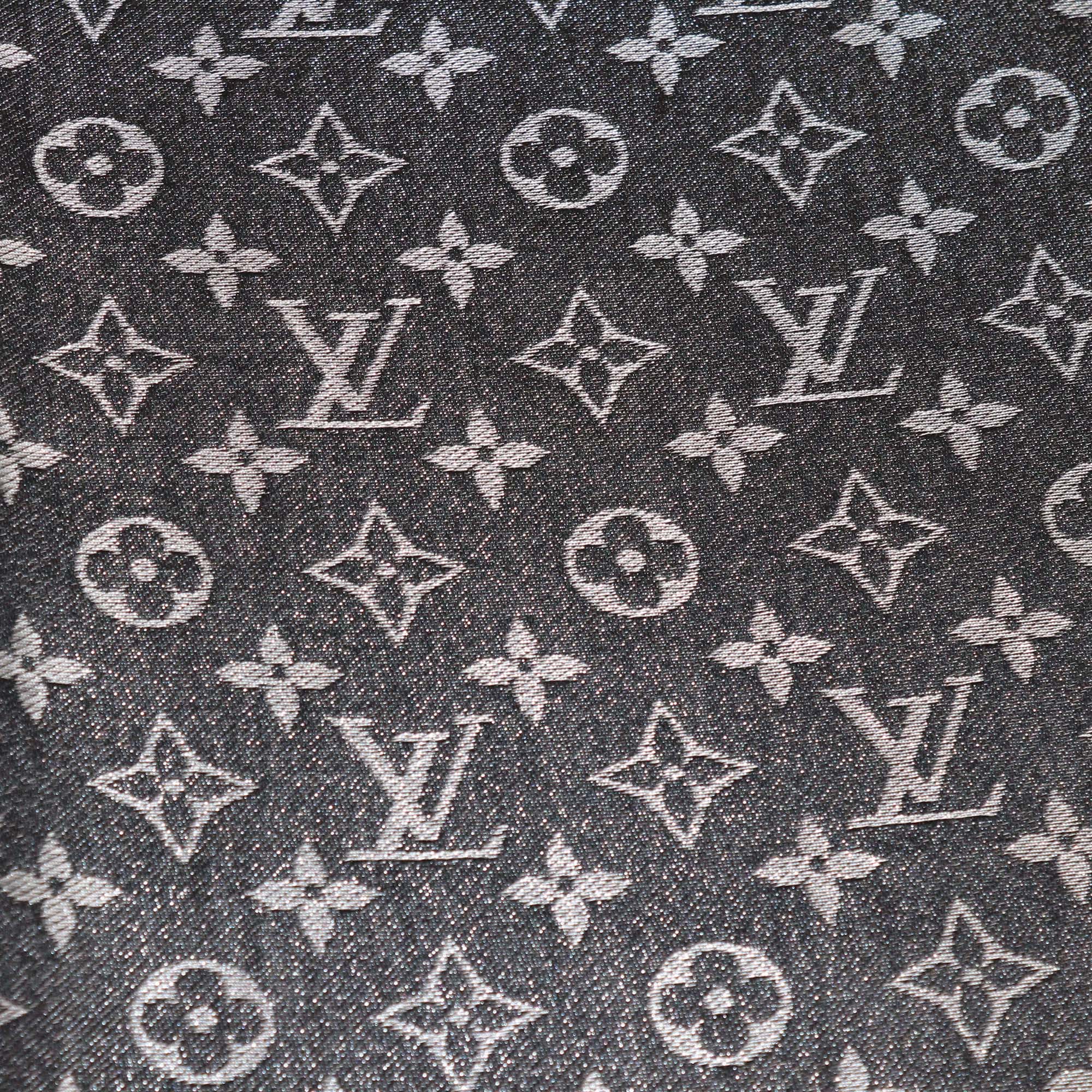 Louis Vuitton Metallic Black/Grey Blend Silk Monogram Classic Shawl