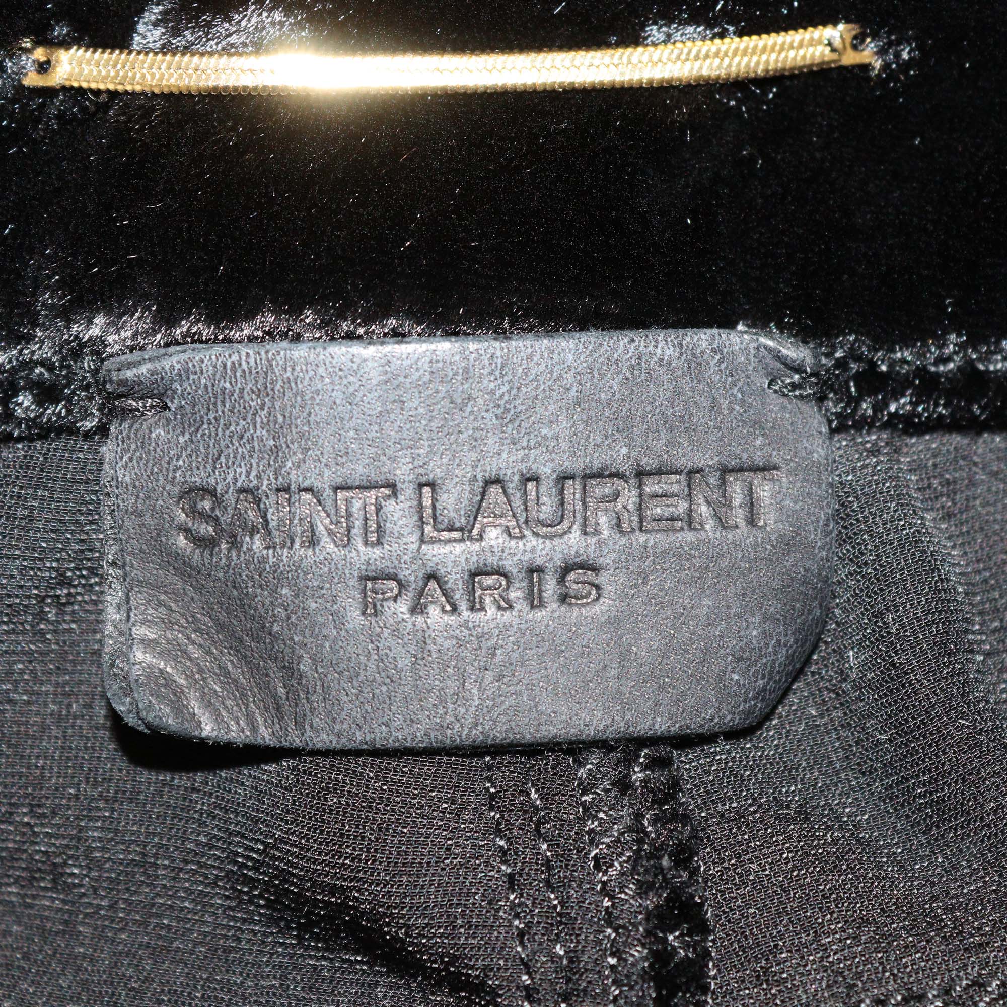 Saint Laurent Metallic Black Pink Velvet Skinny Leg Pants
