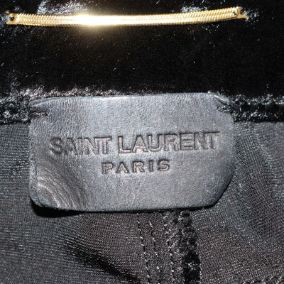 Saint Laurent Metallic Black Pink Velvet Skinny Leg Pants