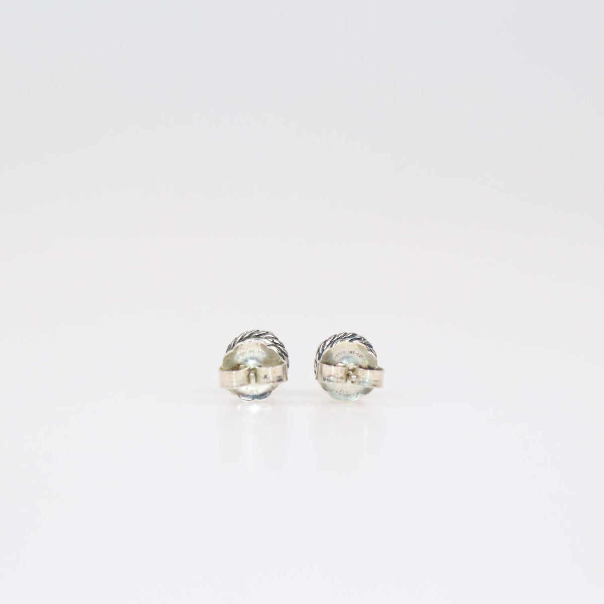 David Yurman Sterling Silver 14K Gold Blue Topaz Petite Chatelaine Stud Earrings