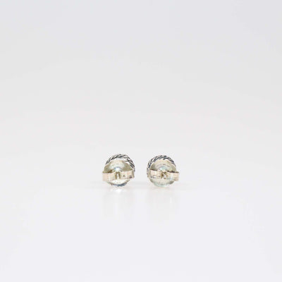 David Yurman Sterling Silver 14K Gold Blue Topaz Petite Chatelaine Stud Earrings