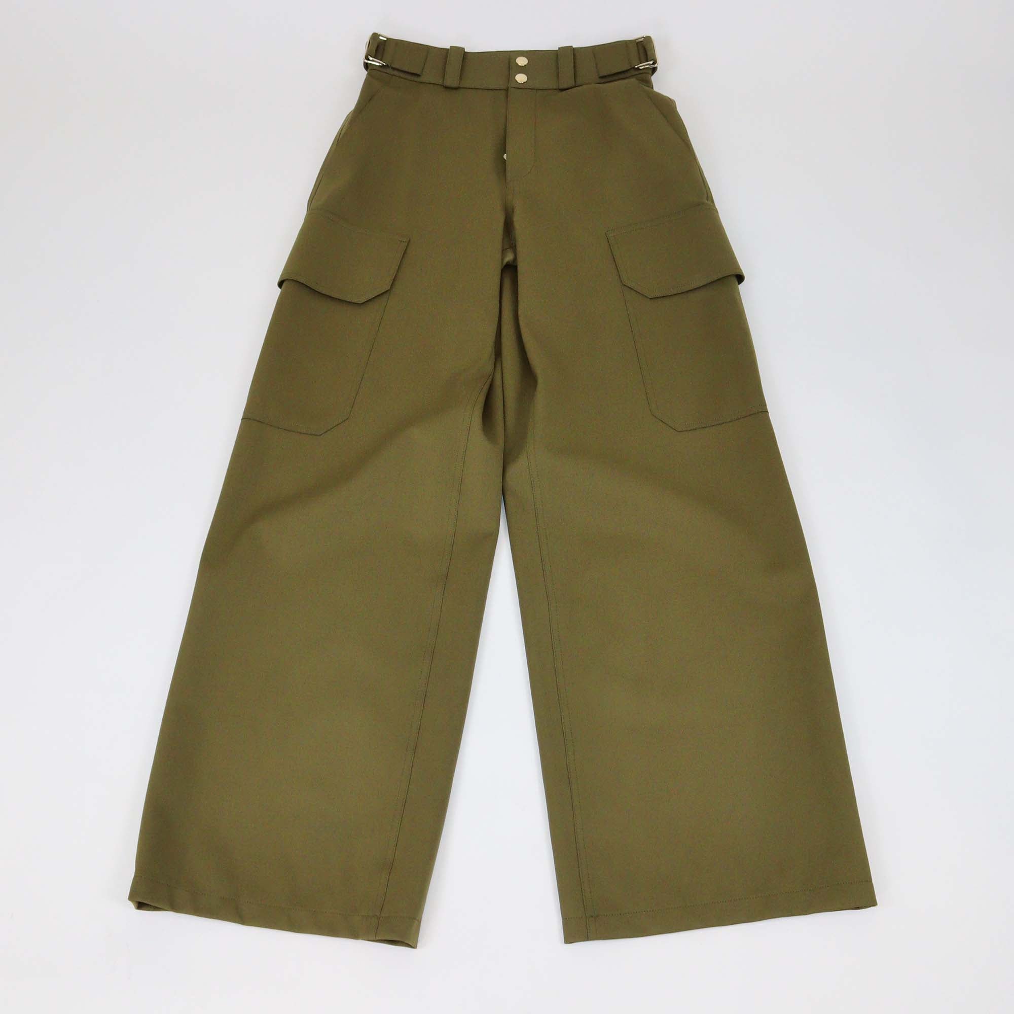 Louis Vuitton Green Technical Jersey Belted Cargo Pants