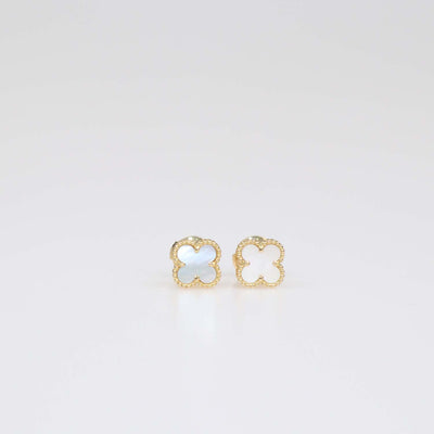 Van Cleef & Arpels 18K Yellow Gold Sweet Alhambra Mother Of Pearl Stud Earrings