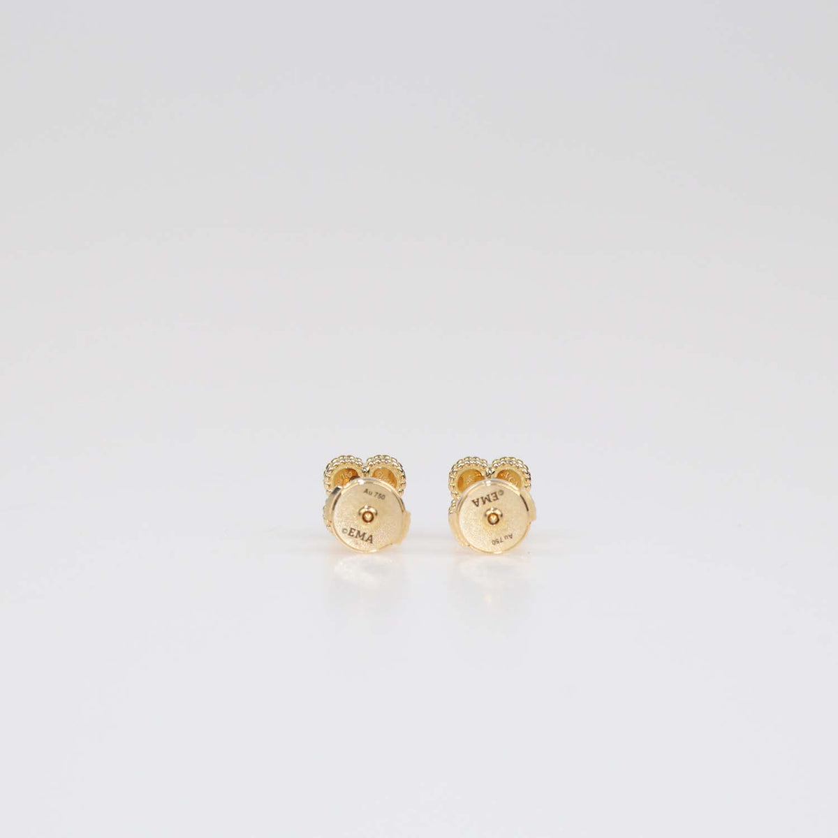 Van Cleef & Arpels 18K Yellow Gold Sweet Alhambra Mother Of Pearl Stud Earrings