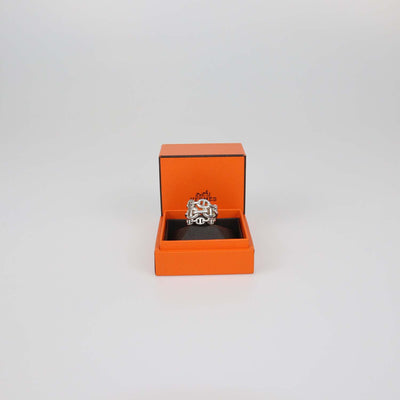 Hermes Silver Sterling Chaine D'Ancre Enchainee Ring Size 54