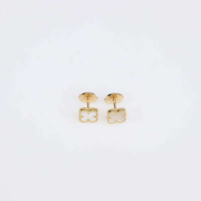 Van Cleef & Arpels 18K Yellow Gold Sweet Alhambra Mother Of Pearl Stud Earrings