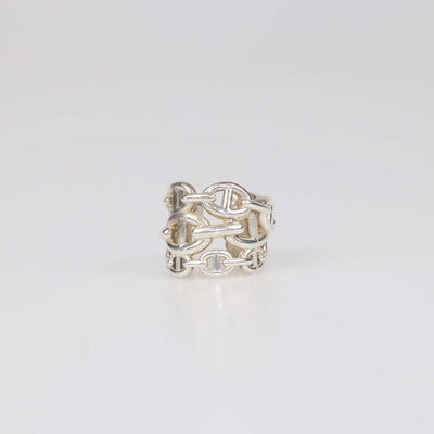 Hermes Silver Sterling Chaine D'Ancre Enchainee Ring Size 54