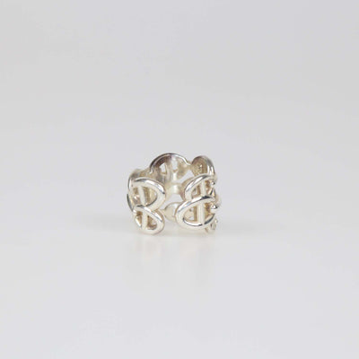 Hermes Silver Sterling Chaine D'Ancre Enchainee Ring Size 54