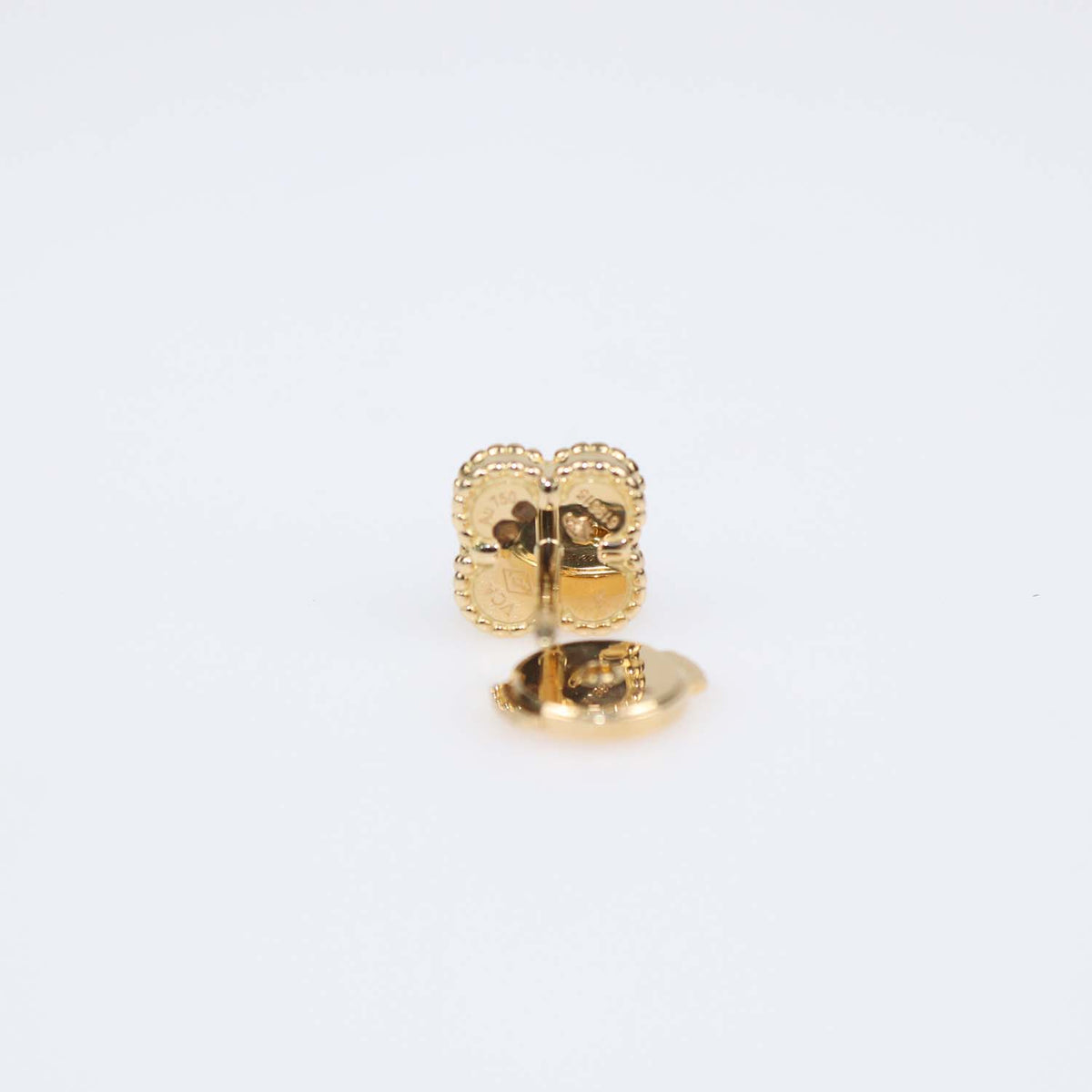 Van Cleef & Arpels 18K Yellow Gold Sweet Alhambra Mother Of Pearl Stud Earrings