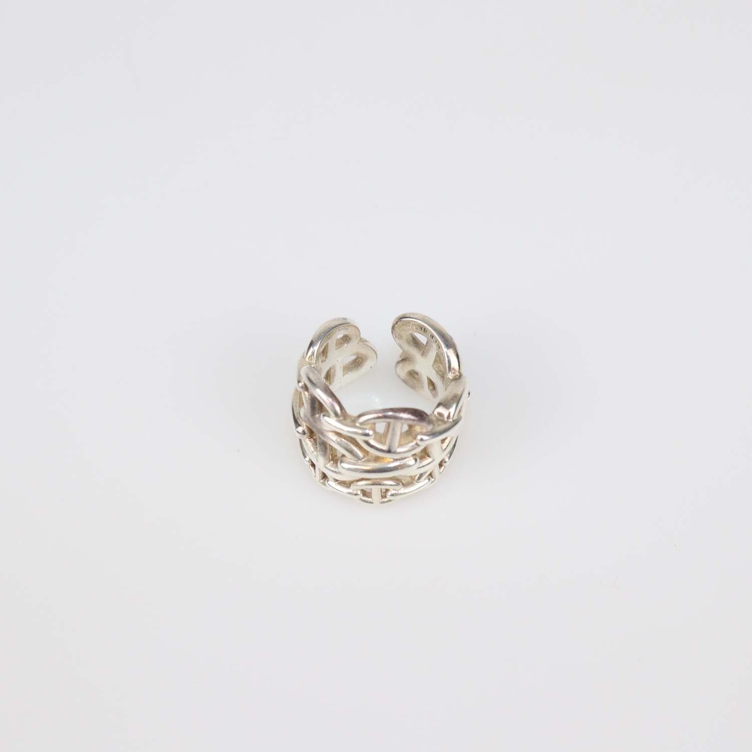 Hermes Silver Sterling Chaine D'Ancre Enchainee Ring Size 54