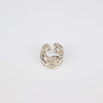 Hermes Silver Sterling Chaine D'Ancre Enchainee Ring Size 54