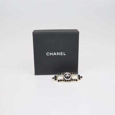Chanel Gold Tone Pearl and Crystal Pin Brooch
