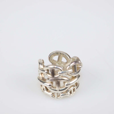 Hermes Silver Sterling Chaine D'Ancre Enchainee Ring Size 54