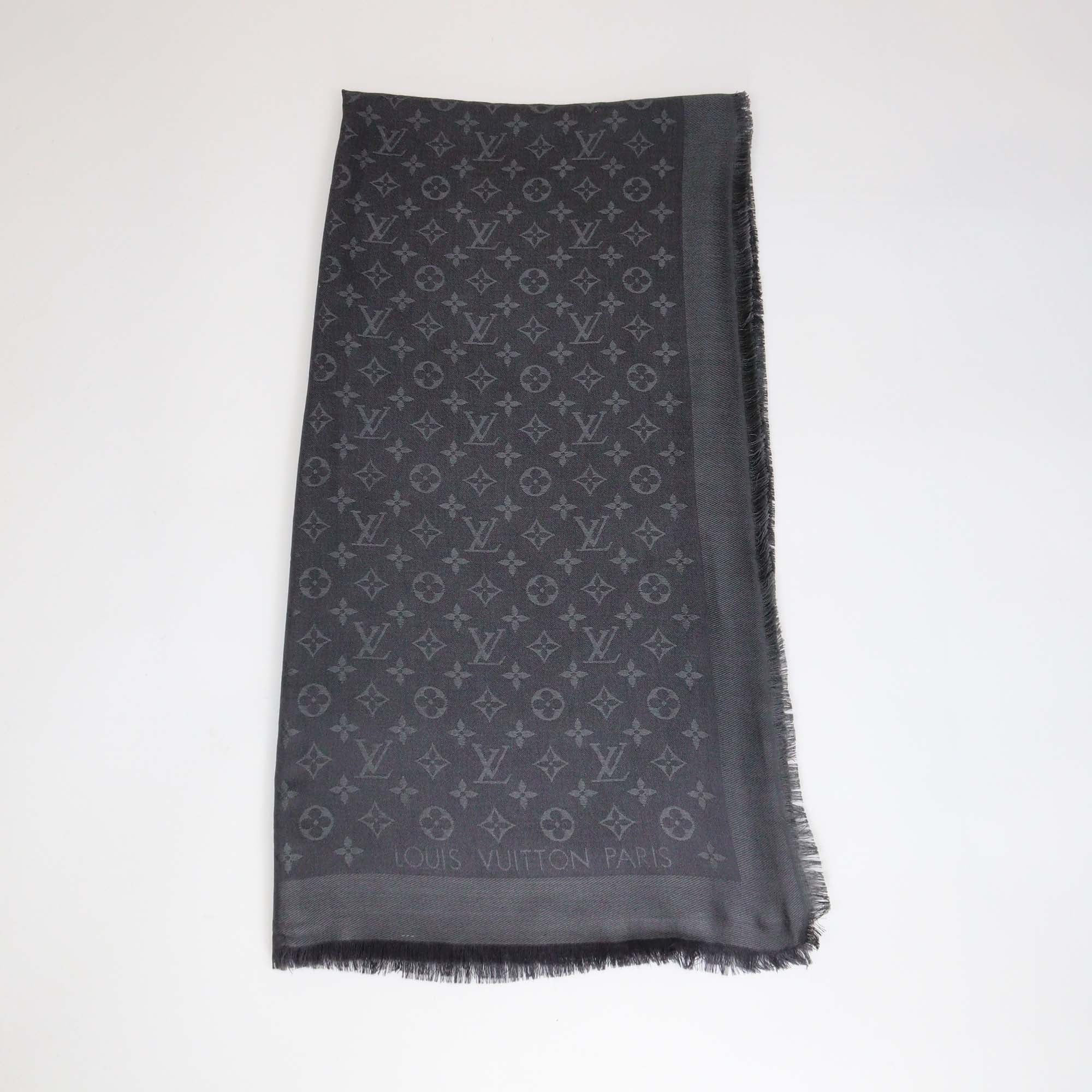 Louis Vuitton Dark Grey Blend Wool Monogram Classic Shawl