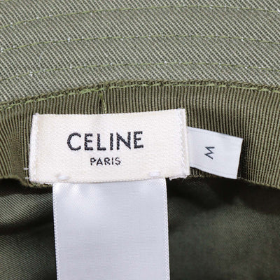 Celine Green Cotton Triomphe Embroidered Bucket Hat