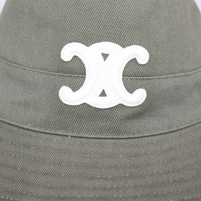 Celine Green Cotton Triomphe Embroidered Bucket Hat