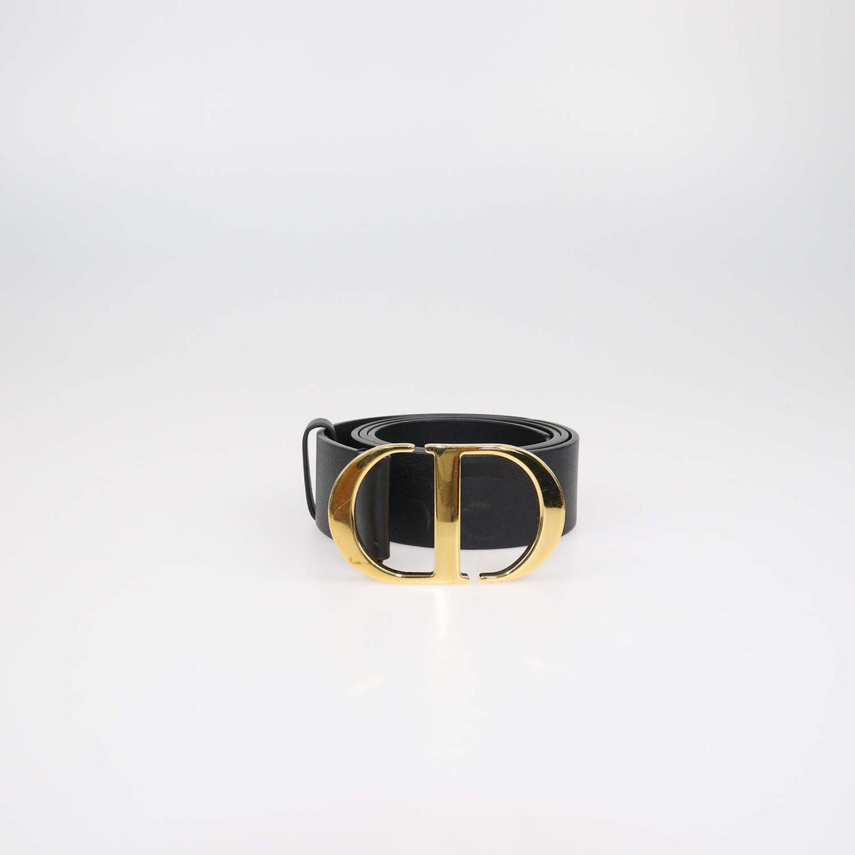 Christian Dior Black Leather 30 Montaigne Belt
