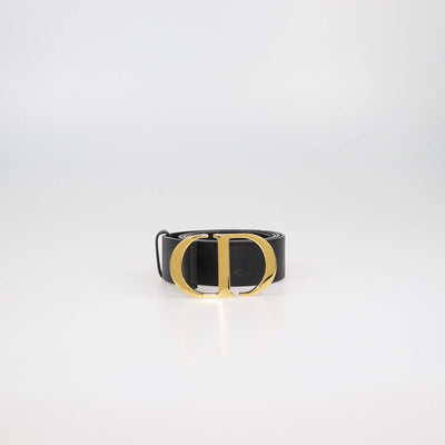 Christian Dior Black Leather 30 Montaigne Belt