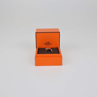 Hermes 18K Rose Gold Kelly Gavroche Ring Size 55