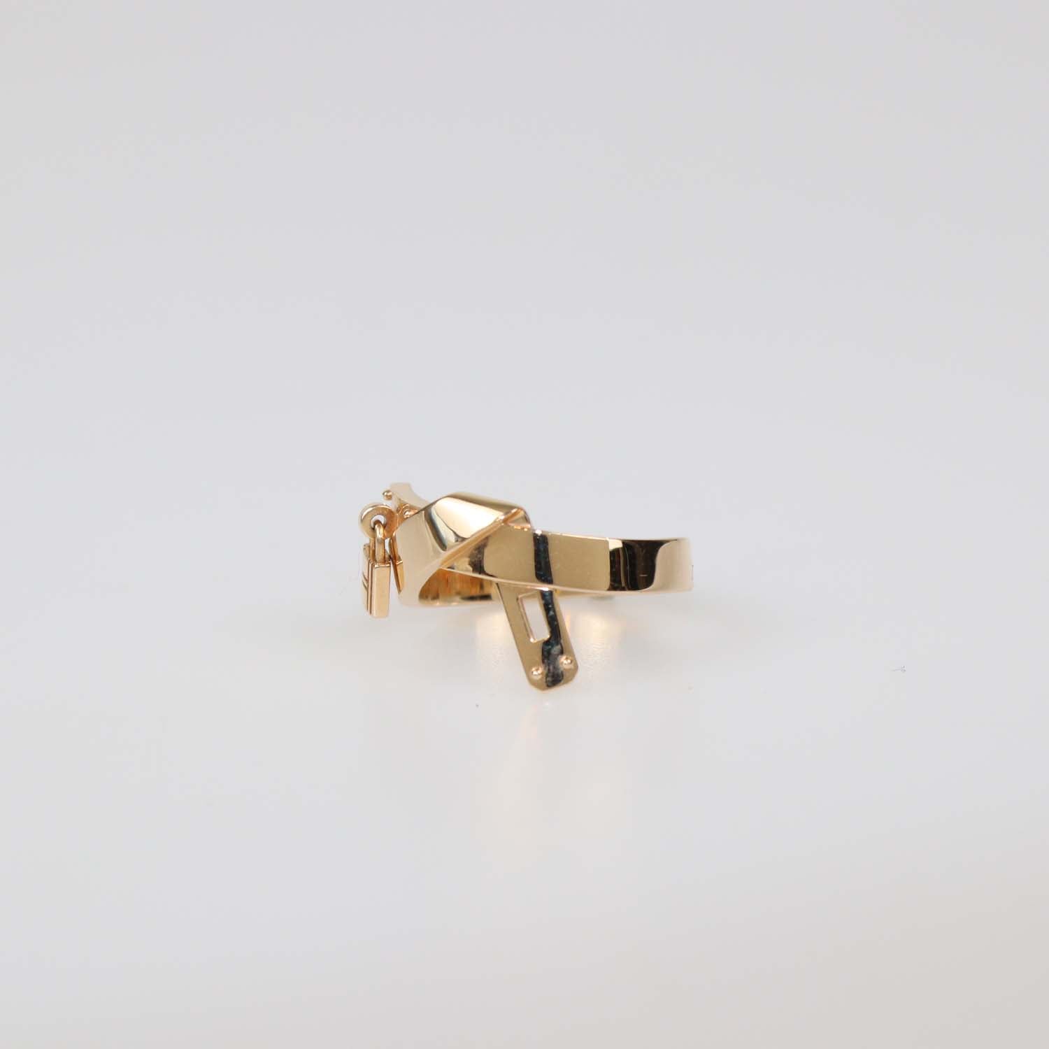Hermes 18K Rose Gold Kelly Gavroche Ring Size 55