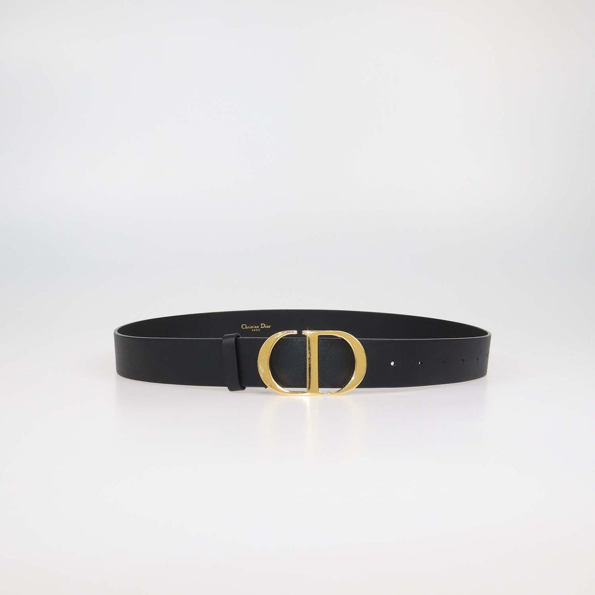 Christian Dior Black Leather 30 Montaigne Belt