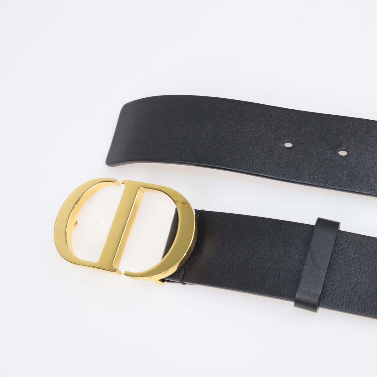 Christian Dior Black Leather 30 Montaigne Belt