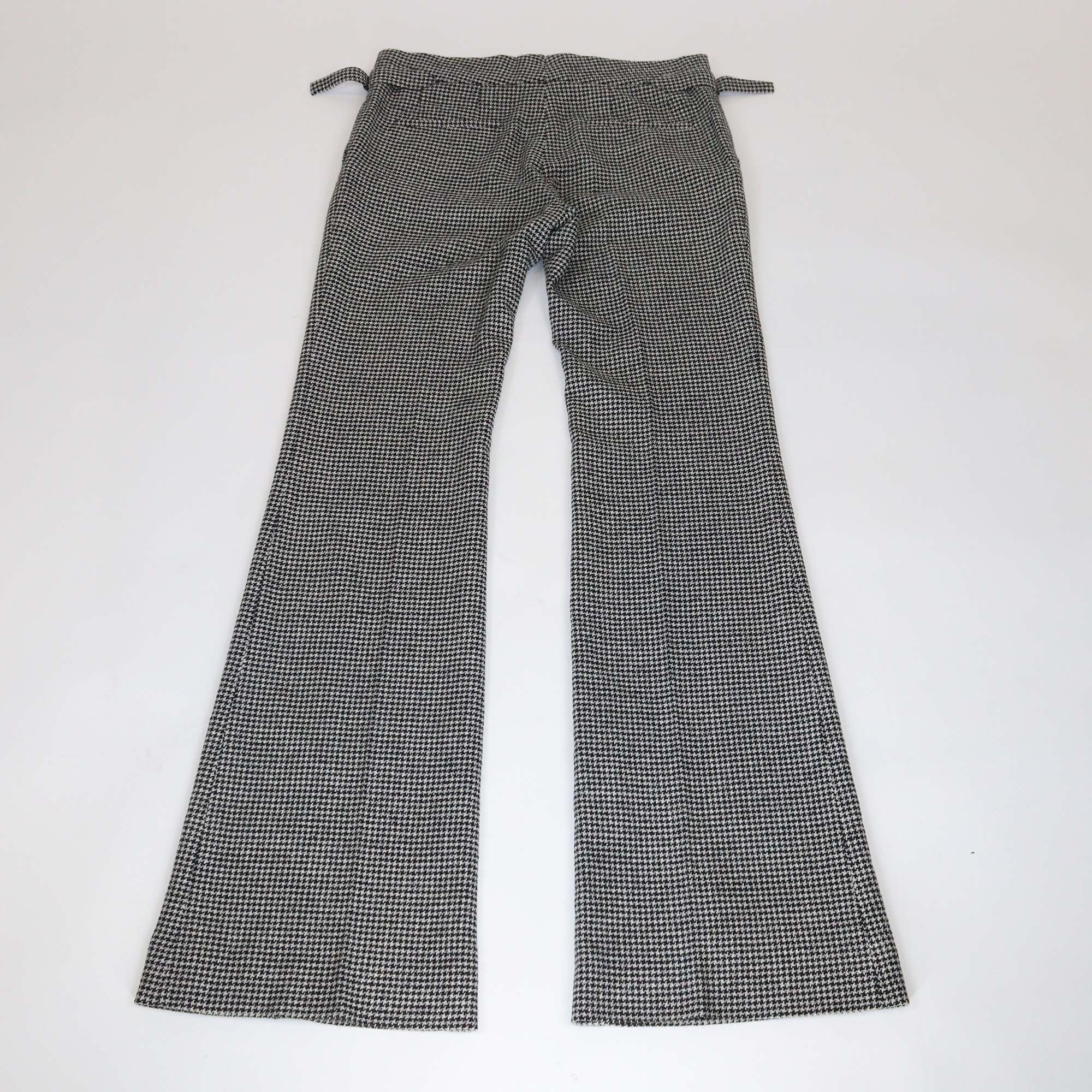 Tom Ford Black/White Wool Blended Checkered Straight Leg Pants