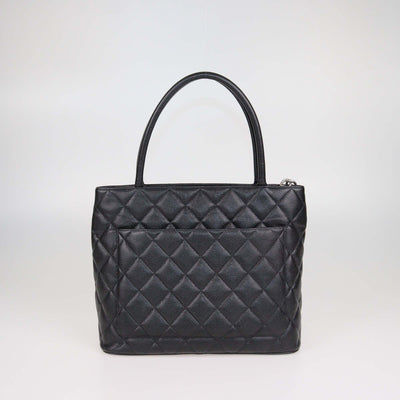 Chanel Black Caviar Leather Medallion Tote