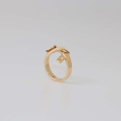 Hermes 18K Rose Gold Kelly Gavroche Ring Size 55