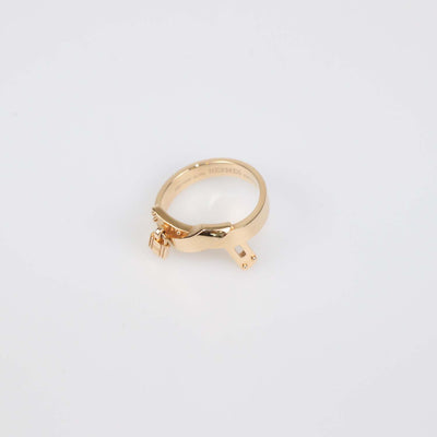 Hermes 18K Rose Gold Kelly Gavroche Ring Size 55