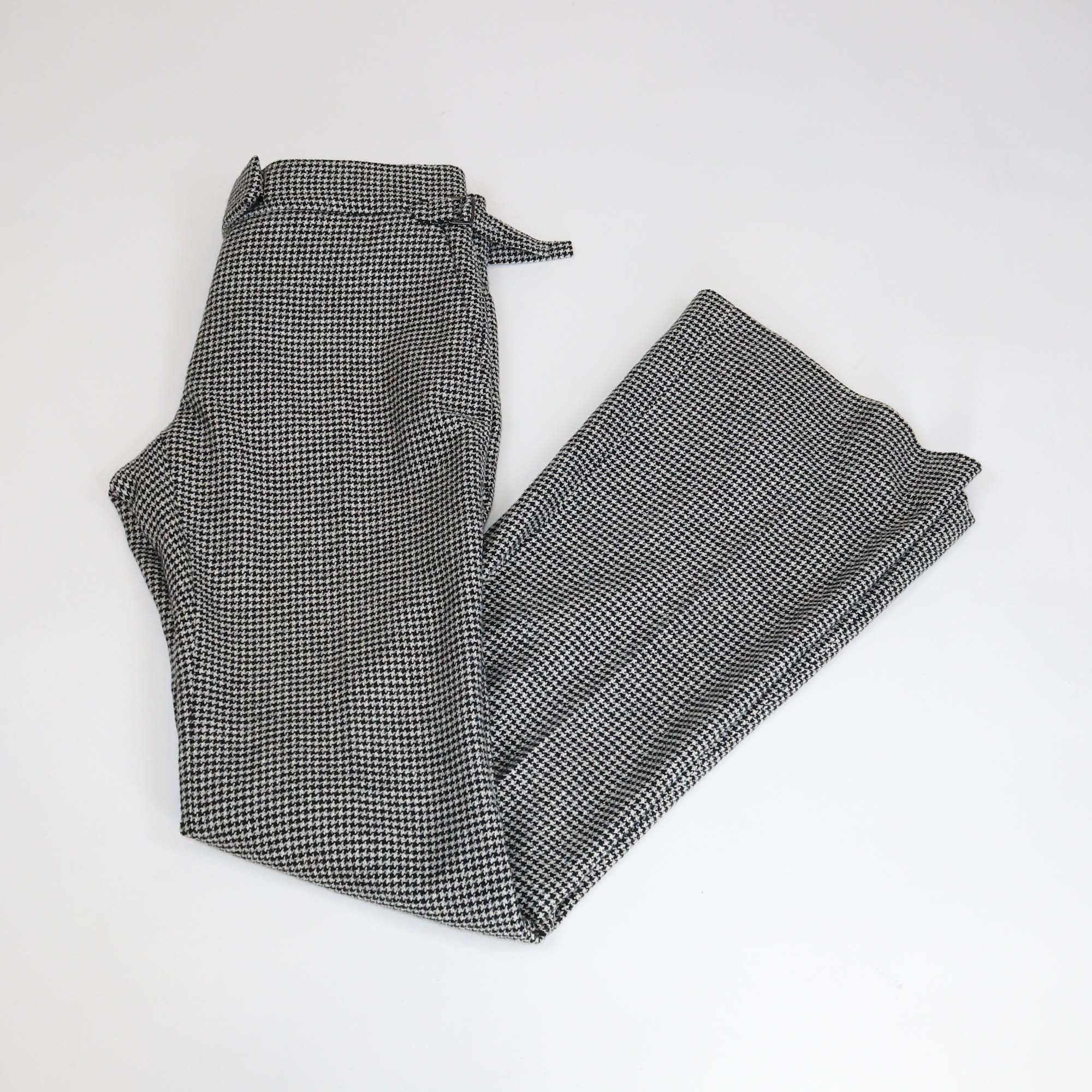 Tom Ford Black/White Wool Blended Checkered Straight Leg Pants