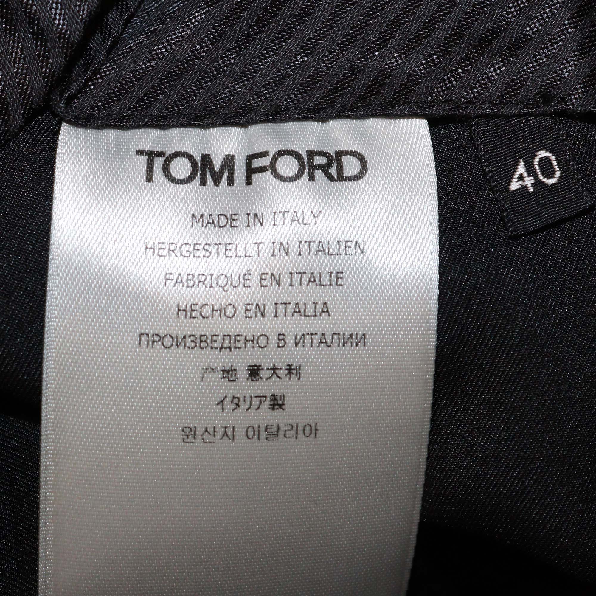 Tom Ford Black/White Wool Blended Checkered Straight Leg Pants