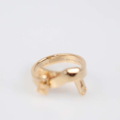 Hermes 18K Rose Gold Kelly Gavroche Ring Size 55
