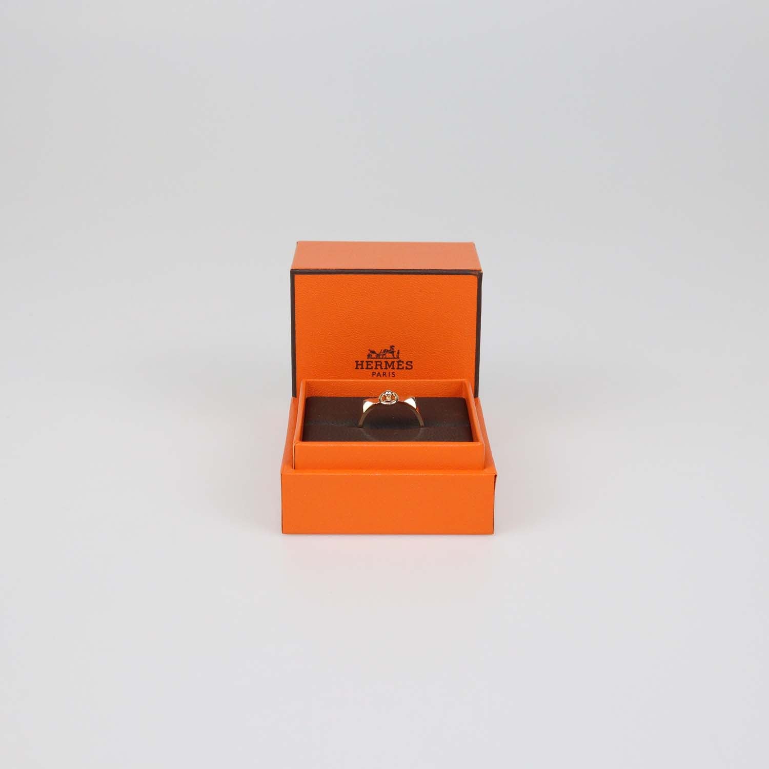 Hermes 18K Rose Gold Collier De Chien Ring Size 59