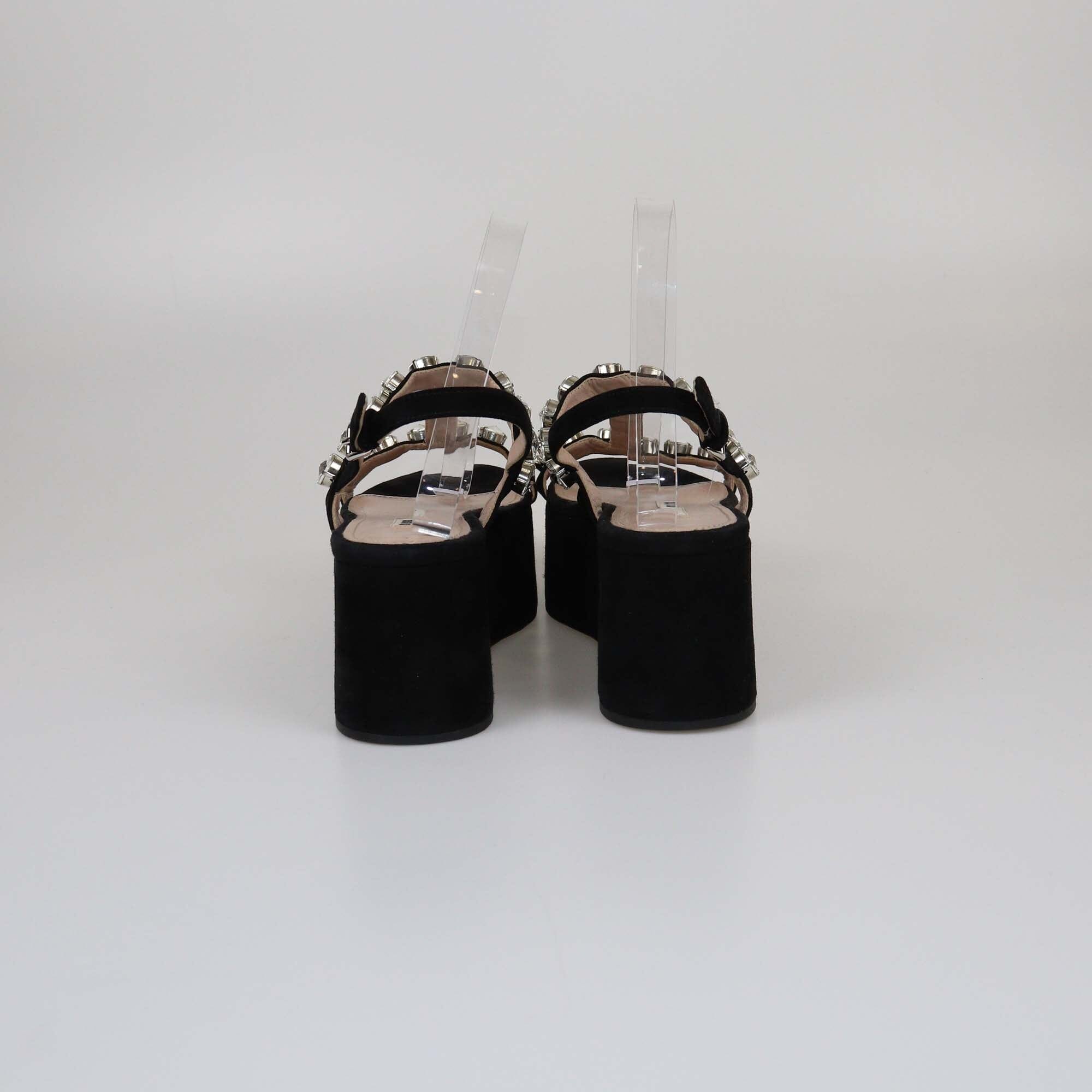 Miu Miu Black Crystal Embellished Sandals Womens Miu Miu 