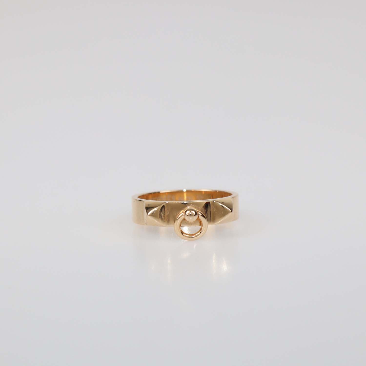 Hermes 18K Rose Gold Collier De Chien Ring Size 59