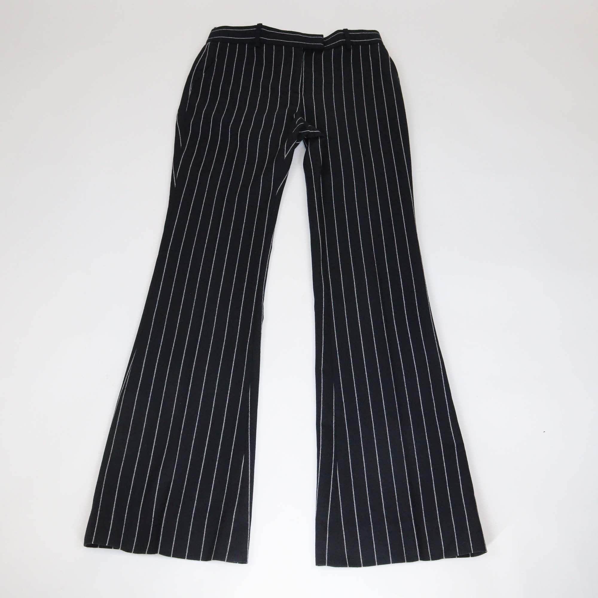 Tom Ford Black/White Wool Pinstripe Flare Trouser
