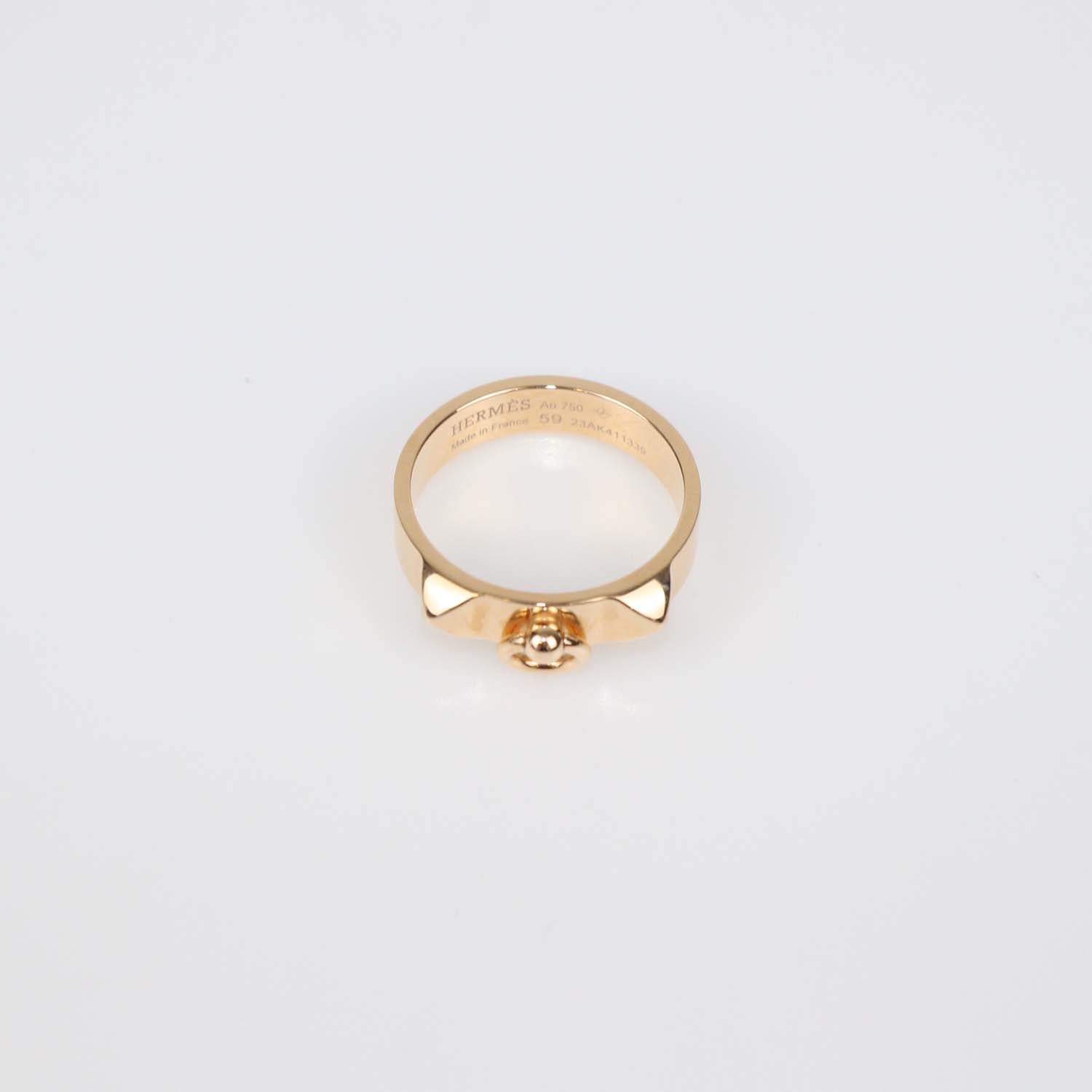 Hermes 18K Rose Gold Collier De Chien Ring Size 59