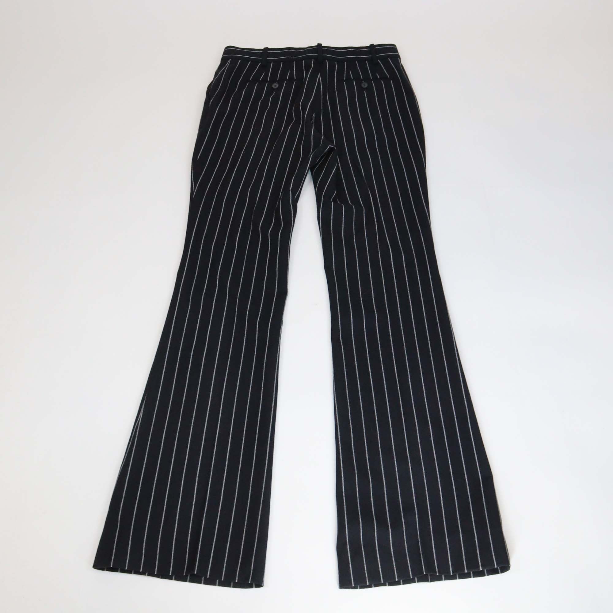 Tom Ford Black/White Wool Pinstripe Flare Trouser