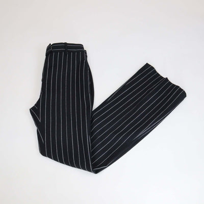 Tom Ford Black/White Wool Pinstripe Flare Trouser