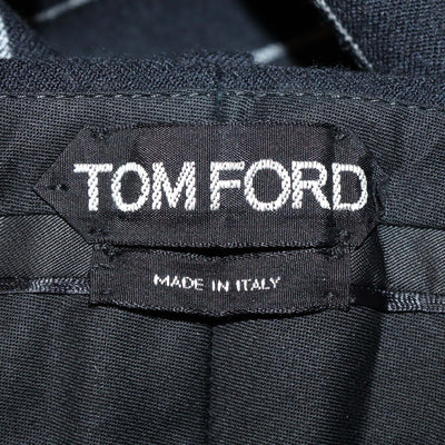 Tom Ford Black/White Wool Pinstripe Flare Trouser