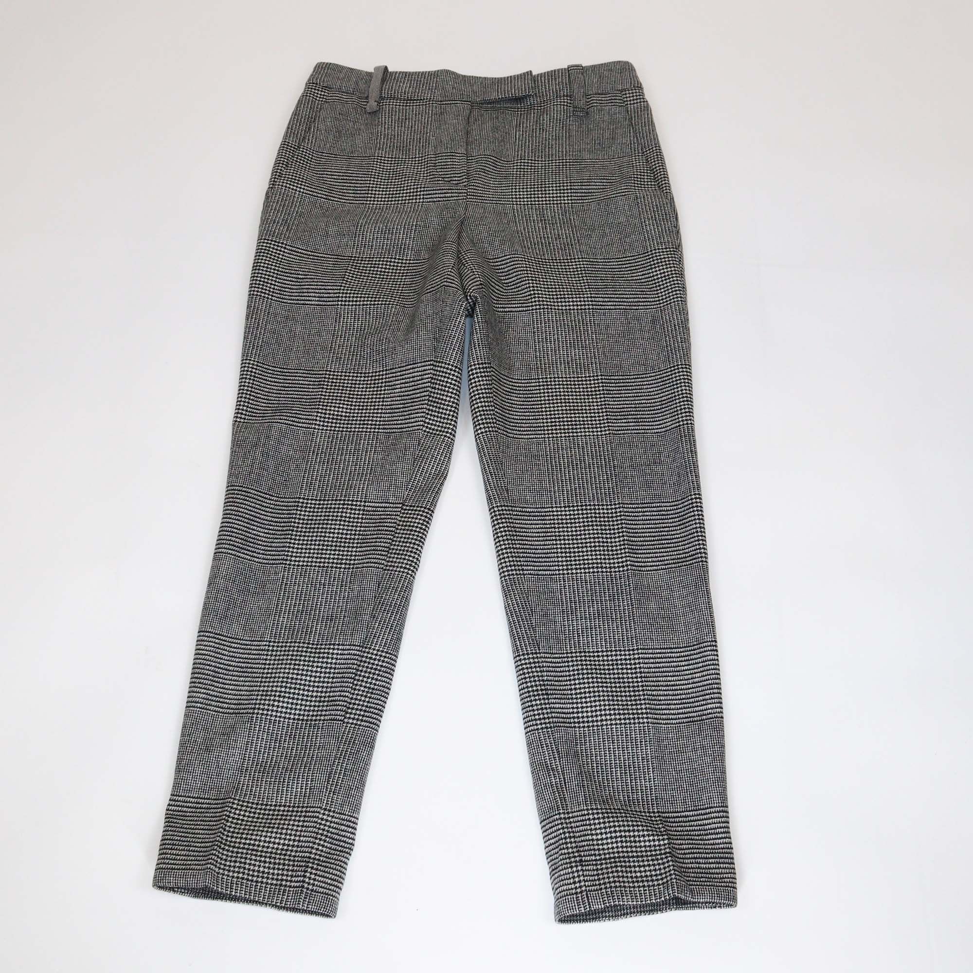 Brunello Cucinelli Grey Wool Checkered Beaded Waist Skinny Leg Pants