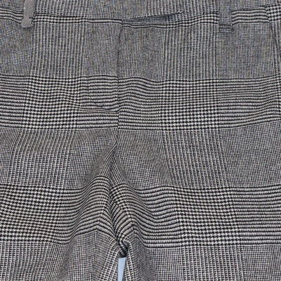 Brunello Cucinelli Grey Wool Checkered Beaded Waist Skinny Leg Pants