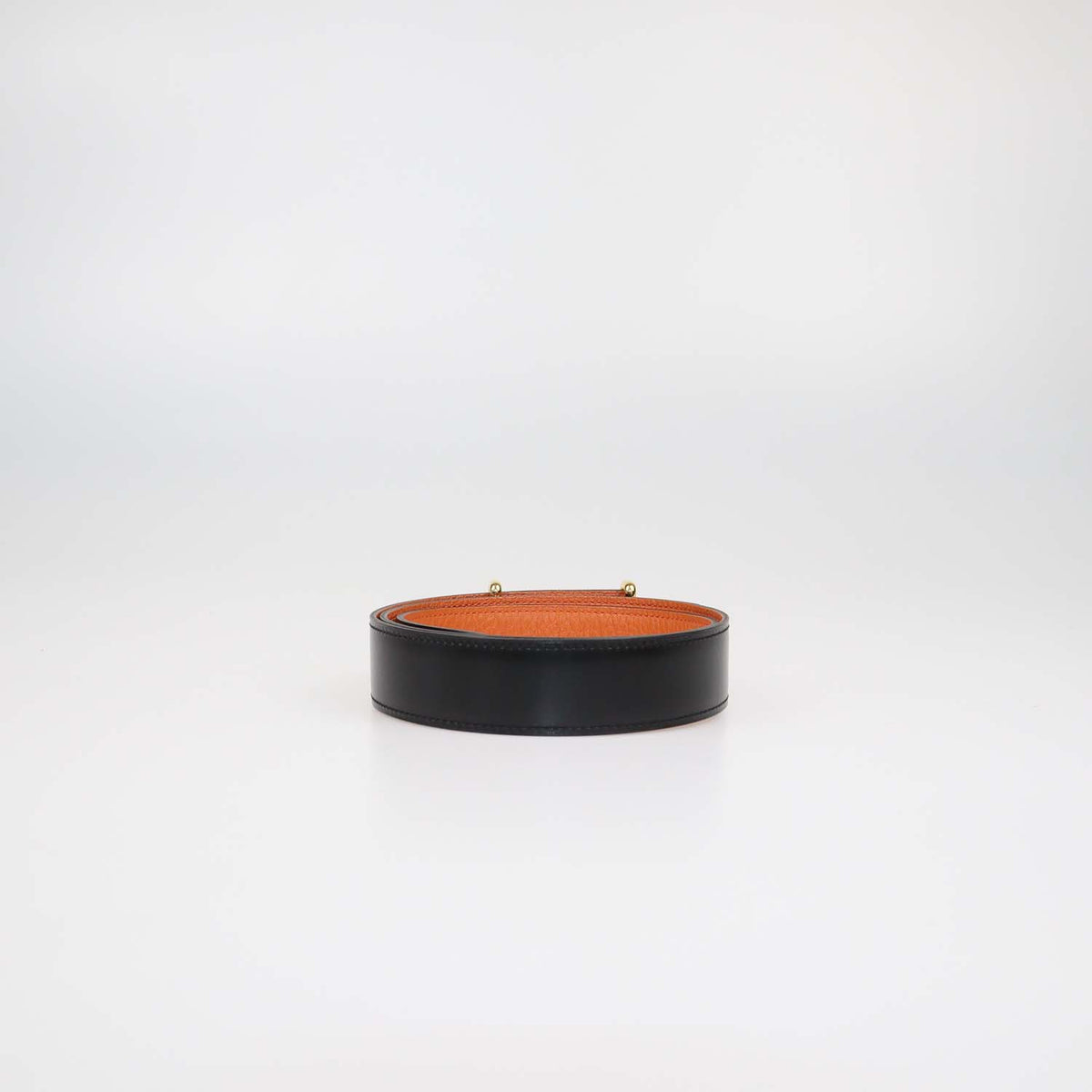 Hermes Black,Orange Box Calf and Clemence Leather Reversible Idem Belt
