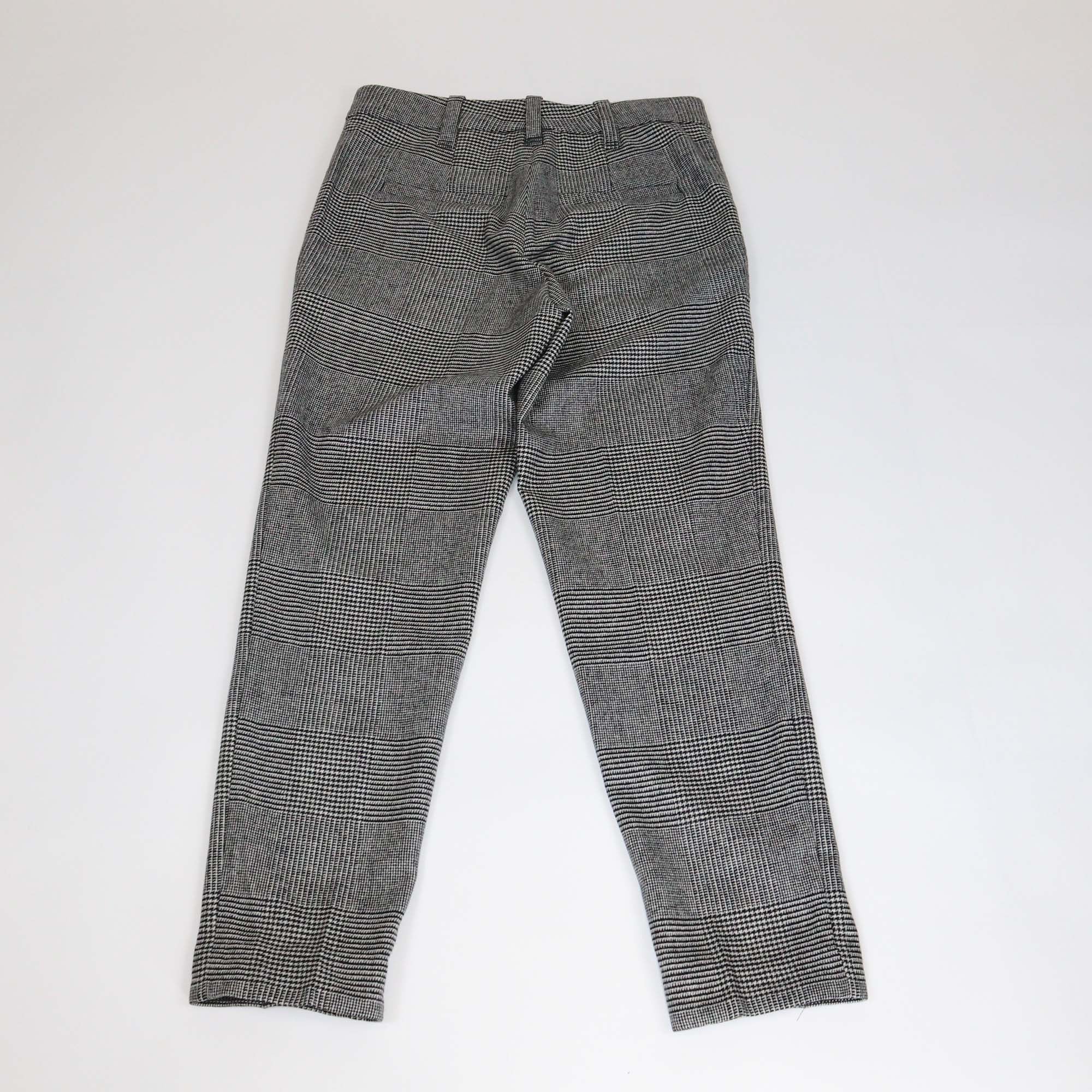 Brunello Cucinelli Grey Wool Checkered Beaded Waist Skinny Leg Pants