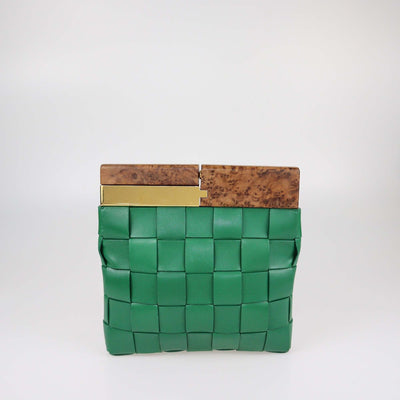 Bottega Veneta Green Intreccio The Snap Pouch Womens Bottega Veneta 