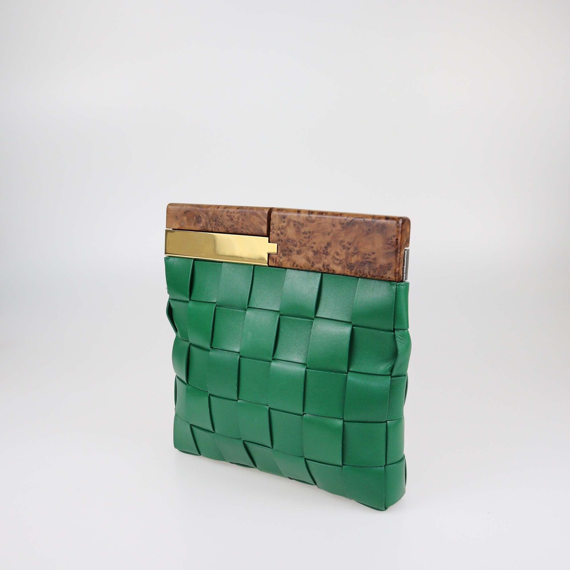 Bottega Veneta Green Intreccio The Snap Pouch Womens Bottega Veneta 