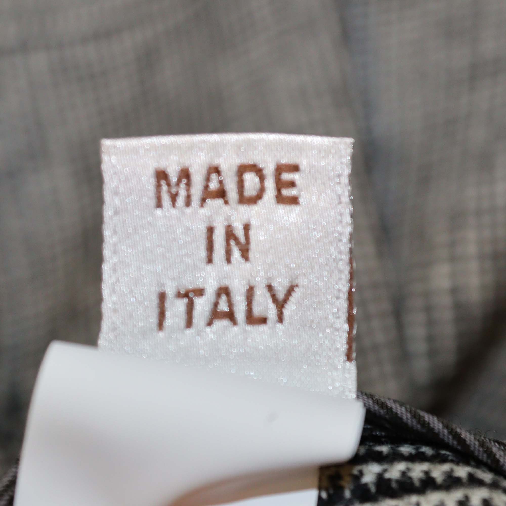 Brunello Cucinelli Grey Wool Checkered Beaded Waist Skinny Leg Pants