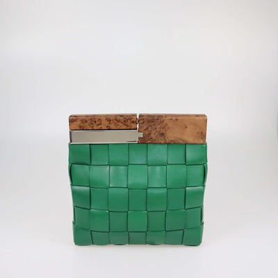 Bottega Veneta Green Intreccio The Snap Pouch Womens Bottega Veneta 