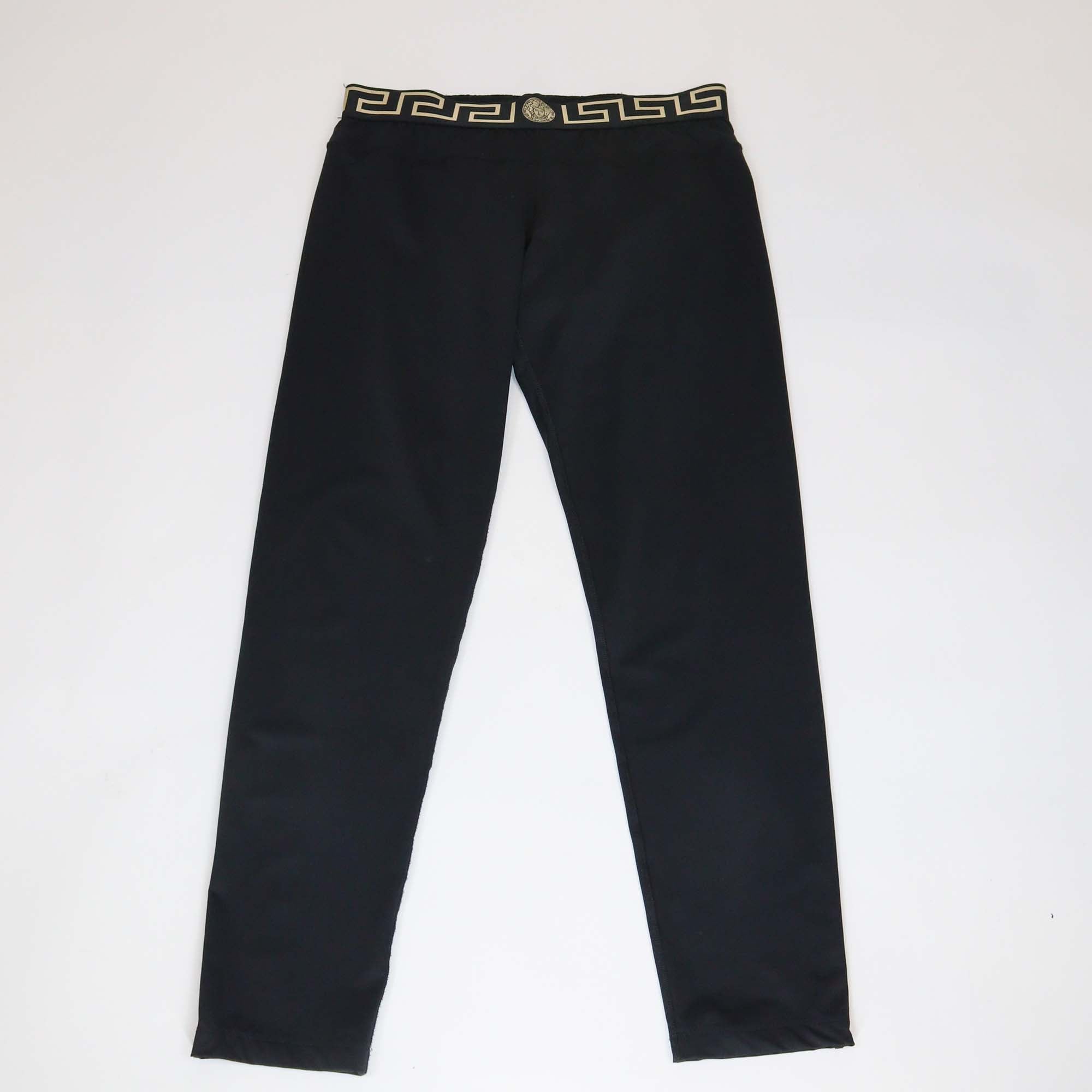 Versace Black Polyamide Greca Border Waistband Skinny Pants